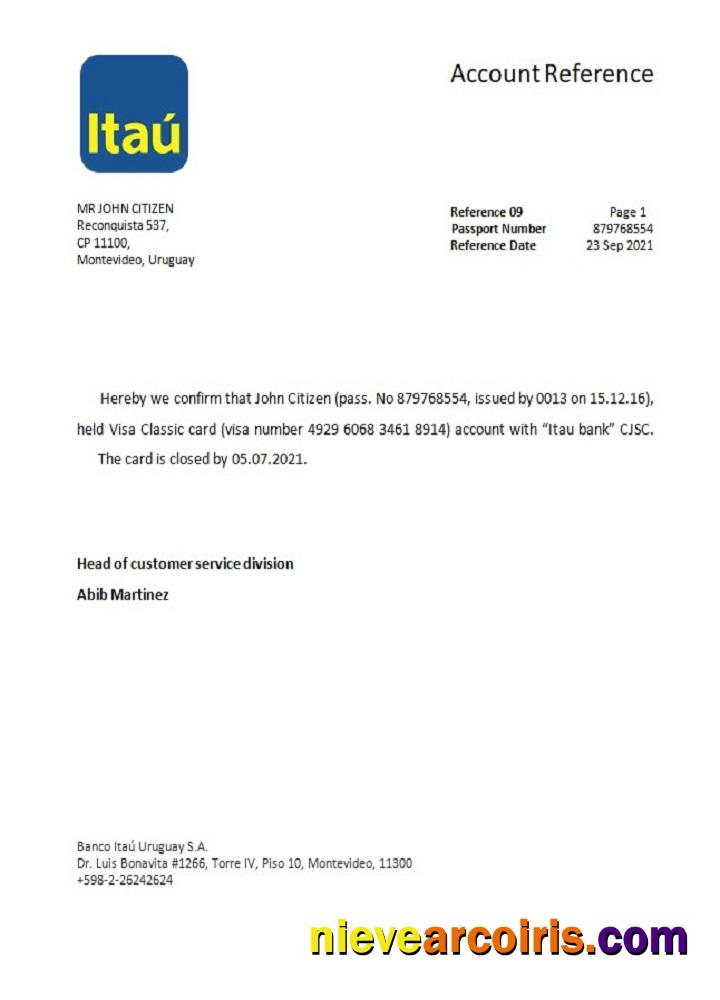 Uruguay Itau bank closure reference